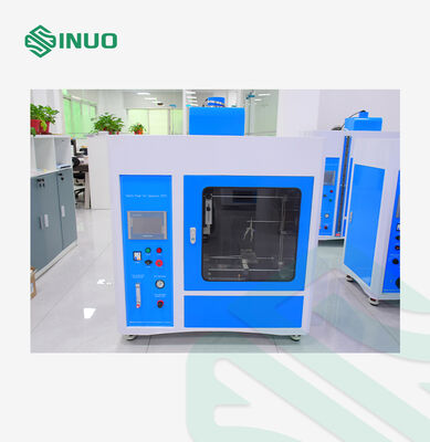 Equipo de prueba de inflamabilidad de la cámara de prueba de llama de aguja con altura de llama ajustable de 12 ± 1 mm, rango de temperatura de 0 ~ 1000 ° C y control PLC con pantalla táctil de 7 pulgadas